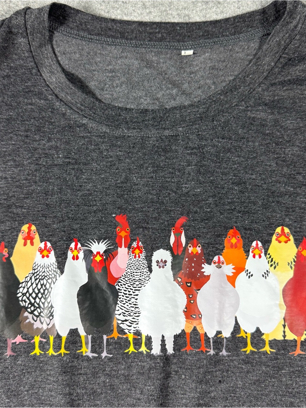 Women’s Charcoal Short Sleeve Chicken Graphic Tee
